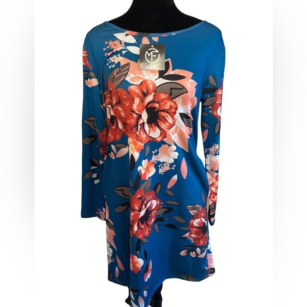 MFC teal floral dress NWT sz L